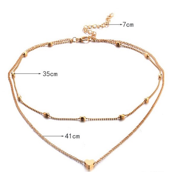 KAYLA Double Layer Choker Heart Necklace - Picture 2 of 6